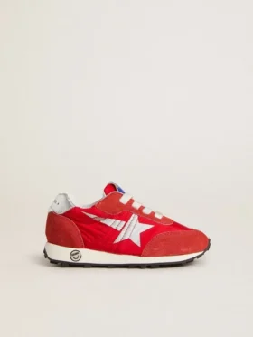 Zapatillas Young Marathon de nylon rojo con estrella estampada y lengüeta de cuero en el talón