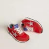 Zapatillas Young Marathon de nylon rojo con estrella estampada y lengüeta de cuero en el talón