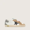 Zapatillas Young Old School con estrella de cuero negro e inserciones de gamuza beige y verde