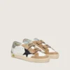 Zapatillas Young Old School con estrella de cuero negro e inserciones de gamuza beige y verde