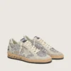 Zapatos Ball Star para mujer en brillo plateado con inserciones de gamuza gris hielo