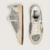 Zapatos Ball Star para mujer en brillo plateado con inserciones de gamuza gris hielo