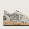 Zapatos Ball Star para mujer en brillo plateado con inserciones de gamuza gris hielo