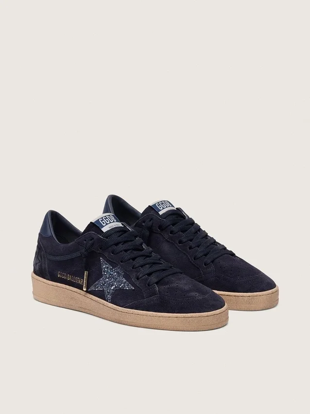 Zapatos Ball Star para mujer en gamuza azul oscuro con estrella azul oscuro con purpurina