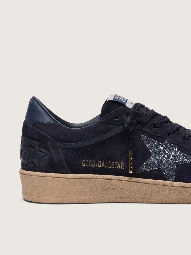 Zapatos Ball Star para mujer en gamuza azul oscuro con estrella azul oscuro con purpurina