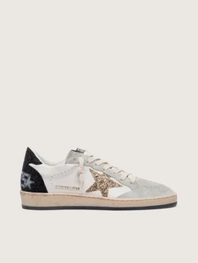 Zapatos Ball Star para mujer en napa y gamuza con estrella con purpurina y lengüeta del tacón negra