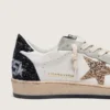 Zapatos Ball Star para mujer en napa y gamuza con estrella con purpurina y lengüeta del tacón negra