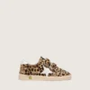 Zapatos Junior Ball Star en piel de potro con estampado de leopardo, estrella de cuero blanco y lengüeta en el talón