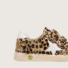 Zapatos Junior Ball Star en piel de potro con estampado de leopardo, estrella de cuero blanco y lengüeta en el talón