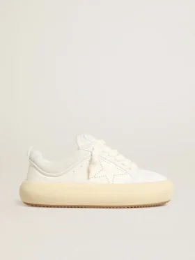 Zapatos Space-Star Cube para mujer en cuero blanco con estrella perforada