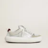 Zapatos Space-Star Cube para mujer en cuero gris hielo y plateado con lengüeta del talón en color burdeos