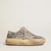 Zapatos Space-Star para mujer en brillo plateado con forro de piel de oveja