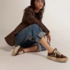 Zapatos Space-Star para mujer en piel de potro con estampado animal y forro de piel de oveja