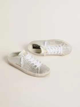 Zapatos Super-Star Sabot LTD para mujer con estrella de gamuza gris y cristales Swarovski