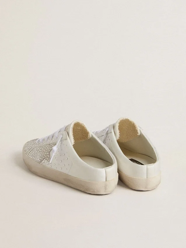 Zapatos Super-Star Sabot LTD para mujer con estrella de gamuza gris y cristales Swarovski