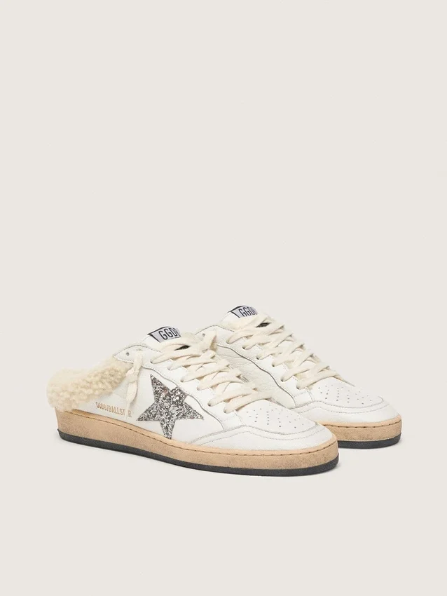 Zapatos tipo sabot Ball Star con estrella brillante y forro de piel de oveja
