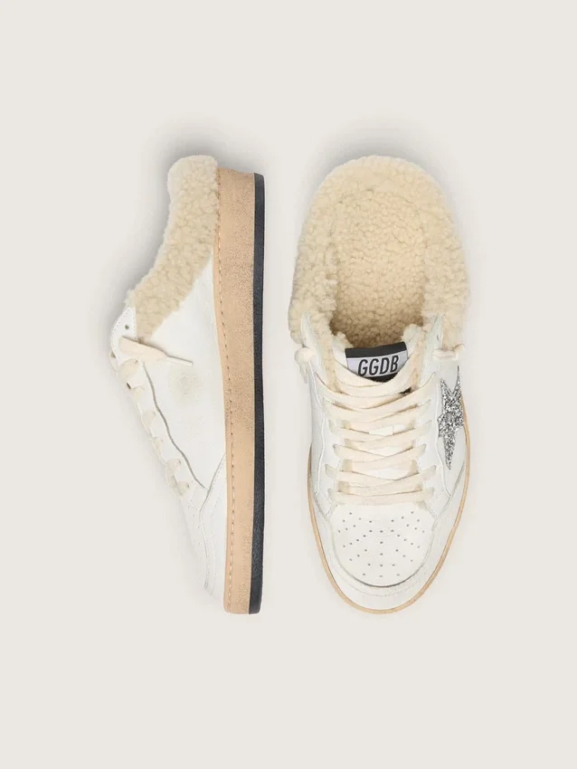Zapatos tipo sabot Ball Star con estrella brillante y forro de piel de oveja