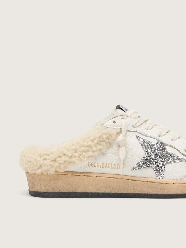 Zapatos tipo sabot Ball Star con estrella brillante y forro de piel de oveja