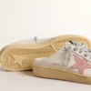 Zapatos tipo sabot Ball Star en napa blanca con una estrella de cuero rosa antiguo