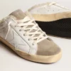 Zapatos tipo Super-Star Sabot con estrella de cuero blanco y forro de piel de oveja