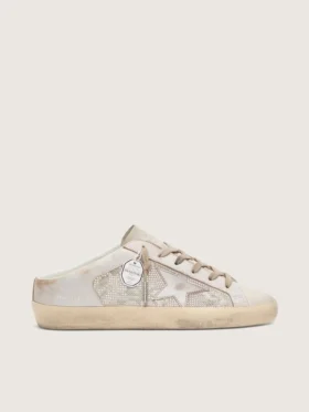 Zapatos tipo Super-Star Sabot para mujer, edición limitada (LTD), con cristales Swarovski y estrella de cuero plateado metalizado